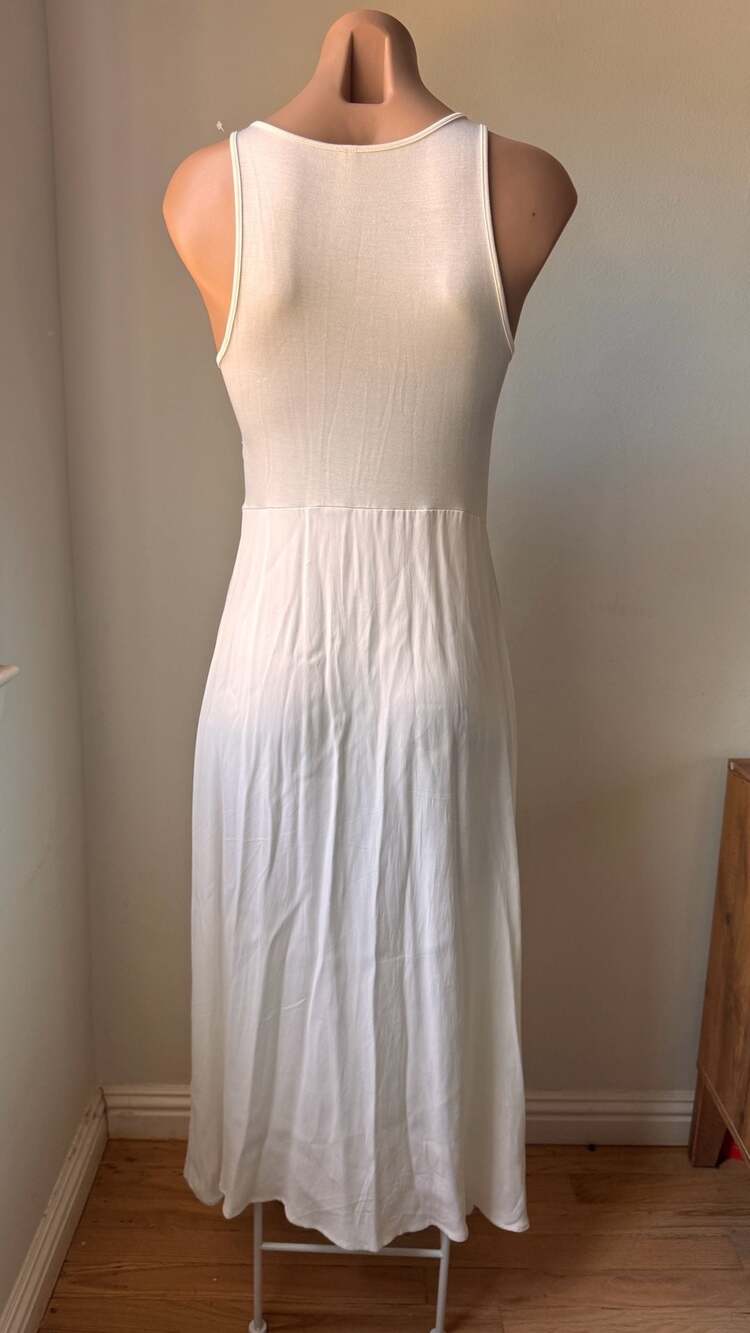 by Anthropologie Sleeveless White Tank Maxi Dress with Gathered Detail - Picture 7 of 7